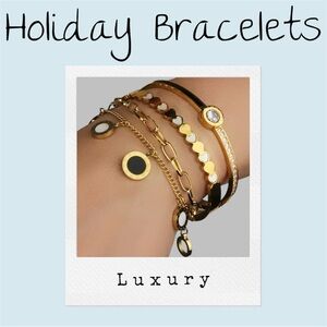 Double heart inlaid Synthetic Zirconia 3 pcs set bracelets